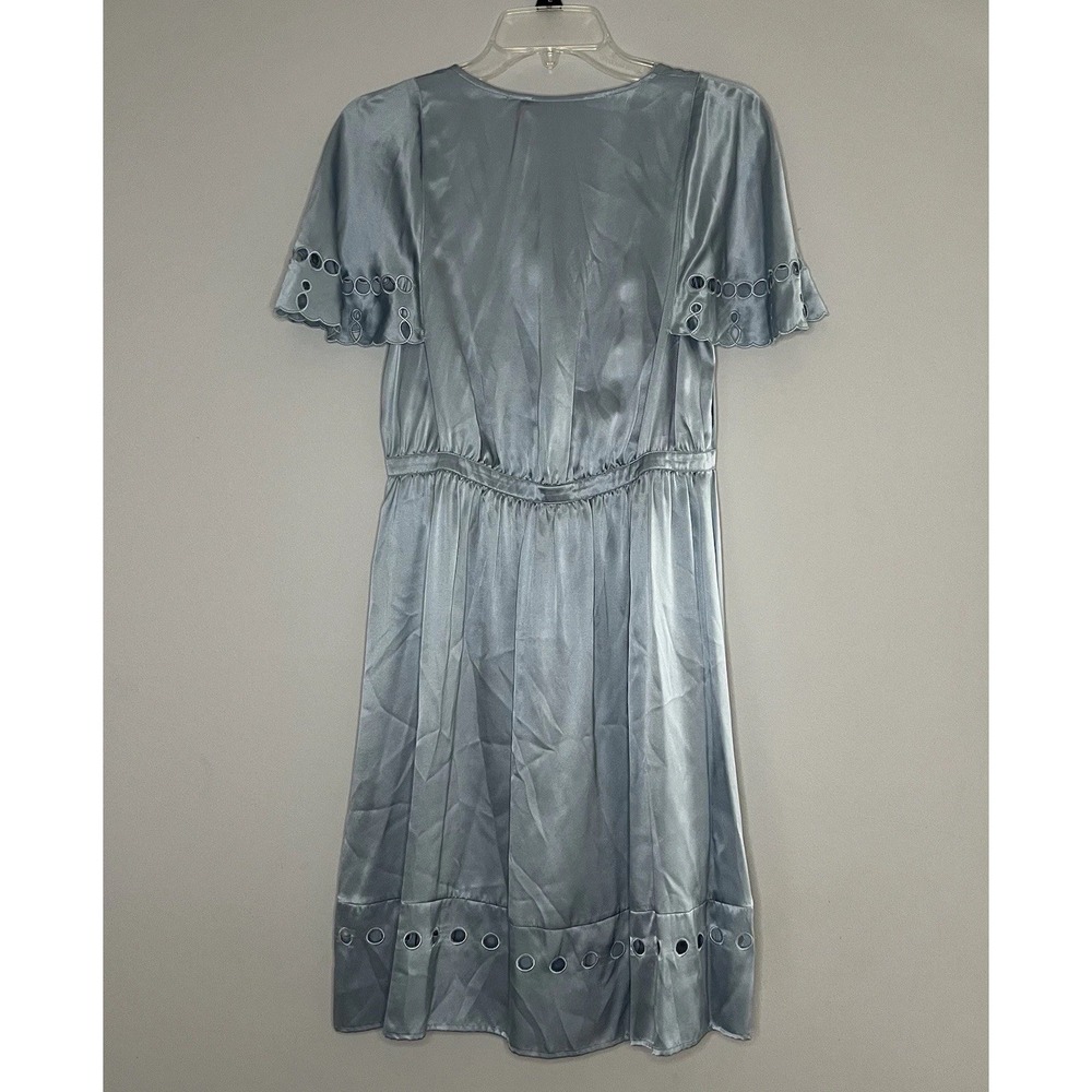 See by‎ Chloe Silk Babydoll Slip Dress Eyelet Blue Y2K Coquette Size 40 US 4 NEW - Picture 3 of 12
